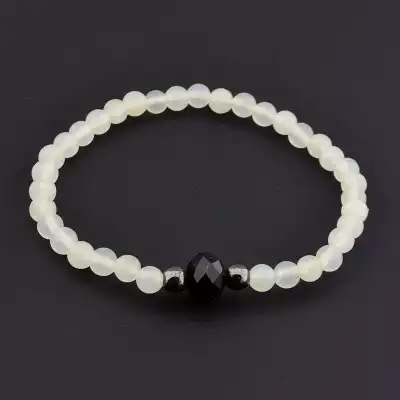 Браслет на резинці Гематит, Агат 15 см