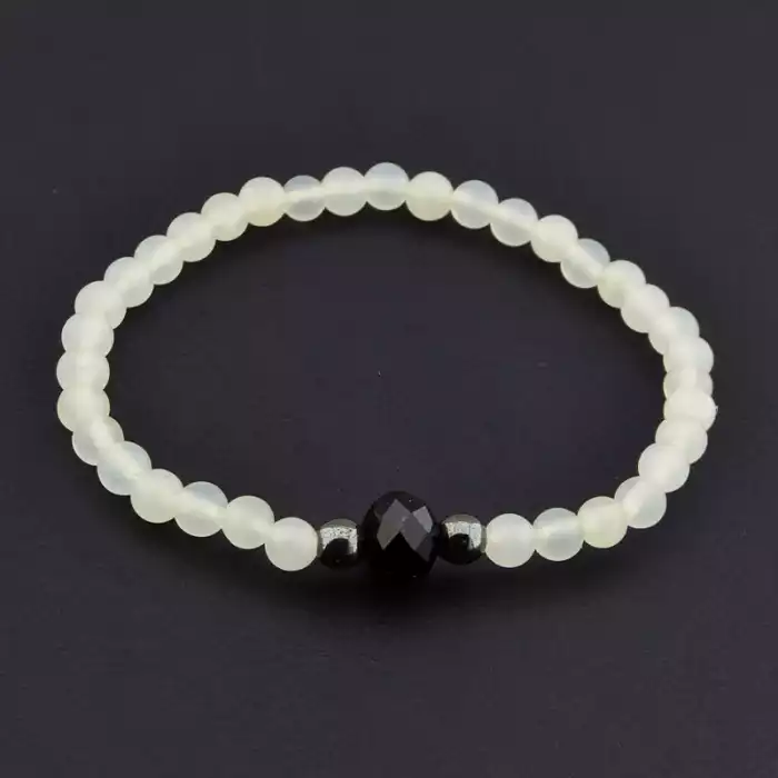 🏷️️ Браслет на резинці Гематит, Агат 15 см ss_105873