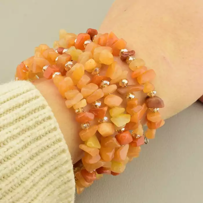 🏷️️ Браслет Сердолік, Чеський кришталь 17 см ss_105973