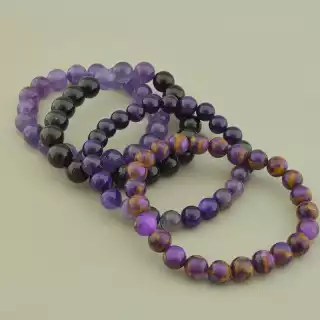 Браслет резинка Аметист, Яшма, Агат 19 см.