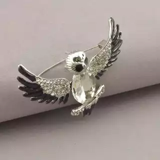 Брошка сова Сrystal 55x40 мм