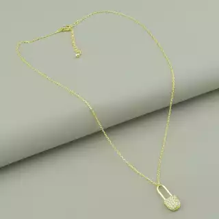 Підвіска замок Saiya Фіаніт 41 см (позолота 18к лимонна)