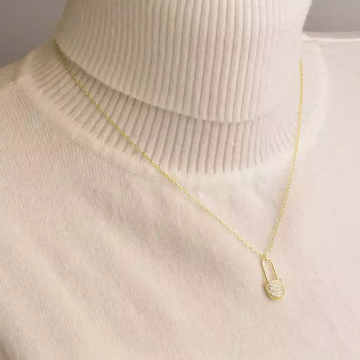 🏷️️ Підвіска замок Saiya Фіаніт 41 см (позолота 18к лимонна) ss_93772