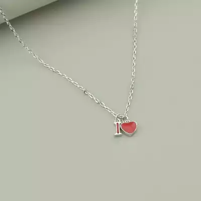 🏷️️ Підвіска I Love серце Saiya емаль 40 см (родій) F-94123