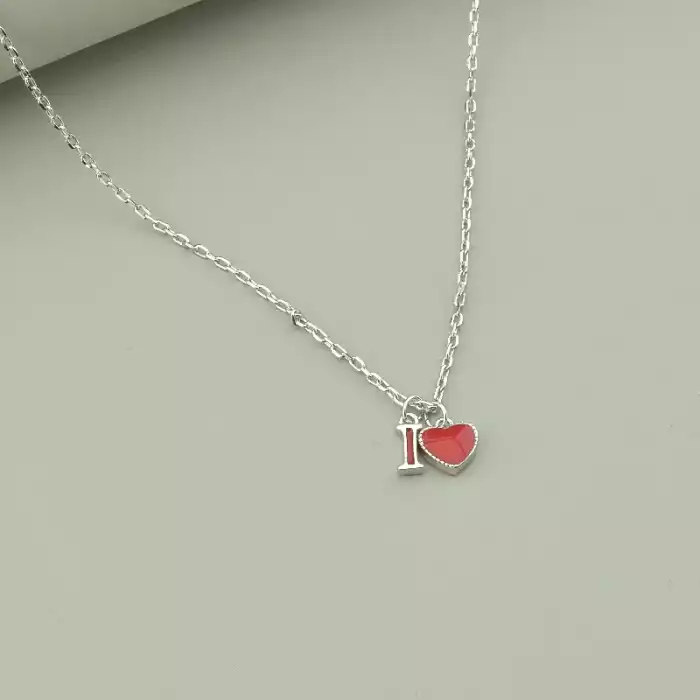 🏷️️ Підвіска I Love серце Saiya емаль 40 см (родій) ss_94123