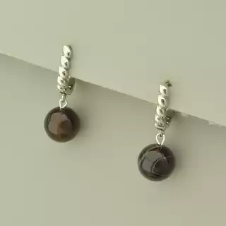 Сережки англійський замок Агат (родій)