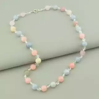 Намисто Морганіт срібло (925 проба) 56 см.