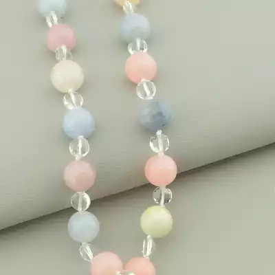 🏷️️ Намисто Морганіт срібло (925 проба) 56 см. F-94564