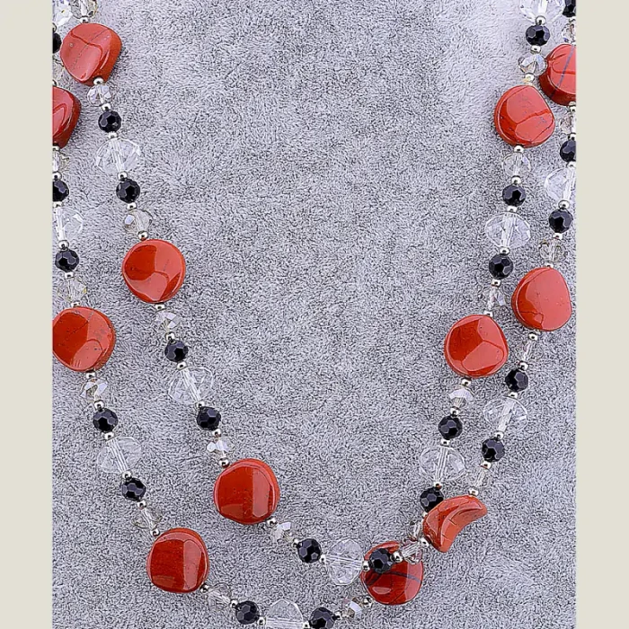 🏷️️ Намисто Яшма, Чеський кришталь 120 см ss_67357