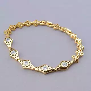 Браслет складний Xuping Фіаніт 17 см. (позолота 18к)