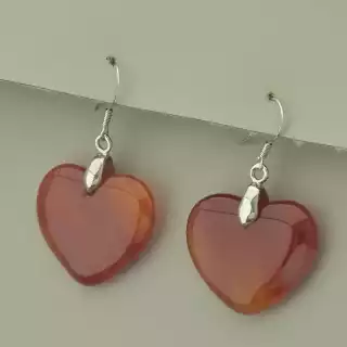 Сережки серце петля Сердолік (срібло 925 проба)