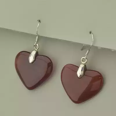 🏷️️ Сережки серце петля Сердолік (срібло 925 проба) F-103812