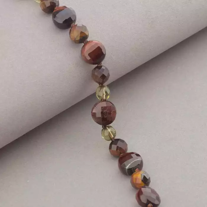 🏷️️ Намисто Биче око, Раухтопаз 49 см. (срібло 925 проба) ss_89143