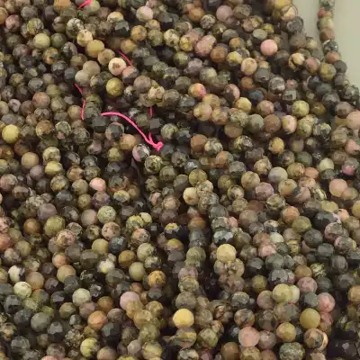 🏷️️ Намистини Родоніт 38 см. 4мм. на нитці (натуральне каміння, без застібки) F-104246