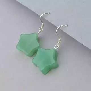 Сережки петля Нефрит (срібло 925 проба)