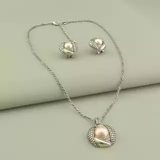 Набір підвіска+сережки Abella з майоркою