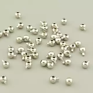 Затискач (3,3х3,3 мм, мідний сплав, родій, срібний)