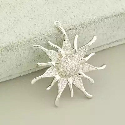 Кулон Фіаніт 35х30мм. (родій)