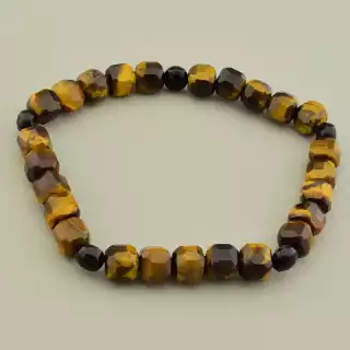 Браслет на резинці Тигрове око, Агат 19 см