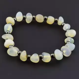 Браслет на резинці Гематит, Агат 17 см