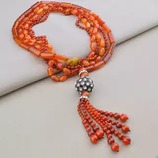 Намисто Сердолік, Сrystal 87 см