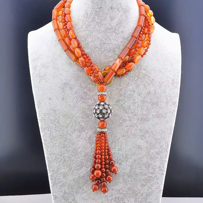 🏷️️ Намисто Сердолік, Сrystal 87 см ss_81610