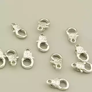 Застібка карабін 12х6мм. (родій)