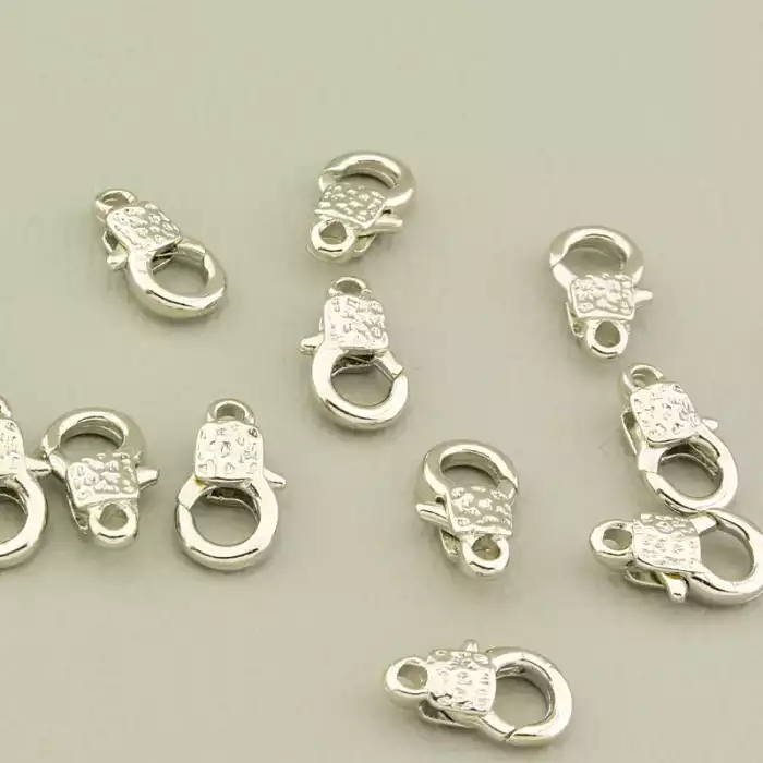 🏷️️ Застібка карабін 12х6мм. (родій) F-106281