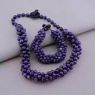 Намисто + Сережки Аметист 47 см