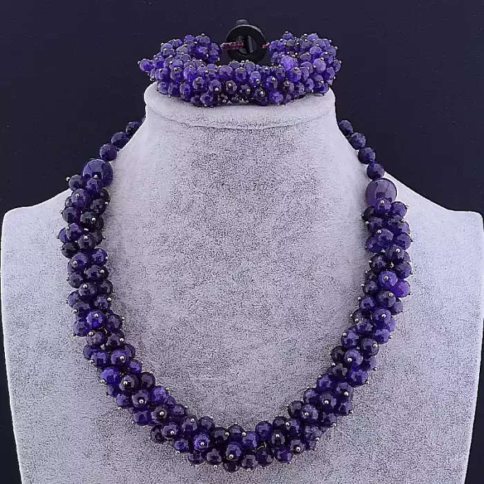 🏷️️ Намисто + Сережки Аметист 47 см ss_61604