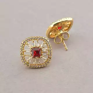 Сережки пусети Xuping Фіаніт (позолота 18к)