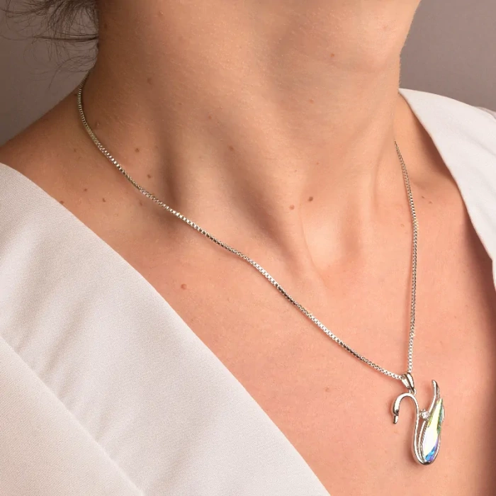 🏷️️ Підвіска лебідь Xuping Swarovski 40 см (родій) ss_72784