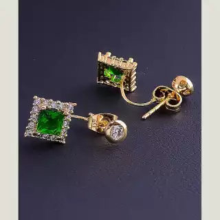 Сережки пусети Xuping Фіаніт (позолота 18к)