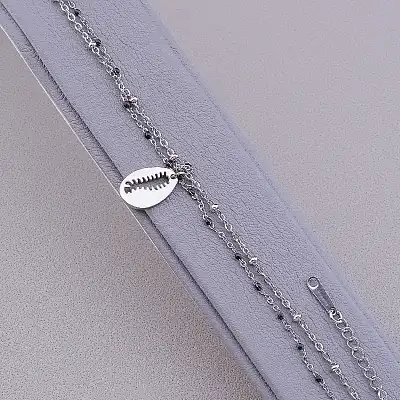 🏷️️ Браслет з карабіном на ногу Stainless Steel 19 см F-83221