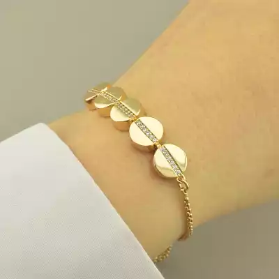 🏷️️ Браслет регульований Xuping Фіаніт 17 см. (позолота 18к) F-100954