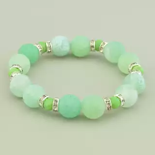 Браслет резинка Агат, Чеський кришталь 15 см.