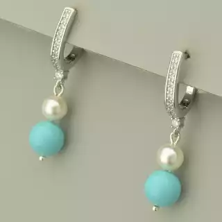 Сережки висюльки з англійським замком Майорка (родій)