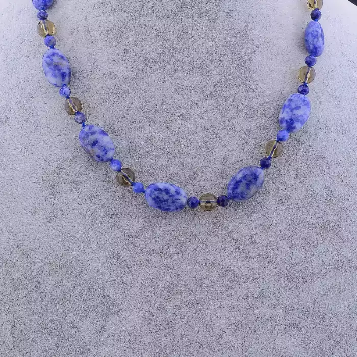 🏷️️ Намисто Содалит, Раухтопаз 50 см ss_77882