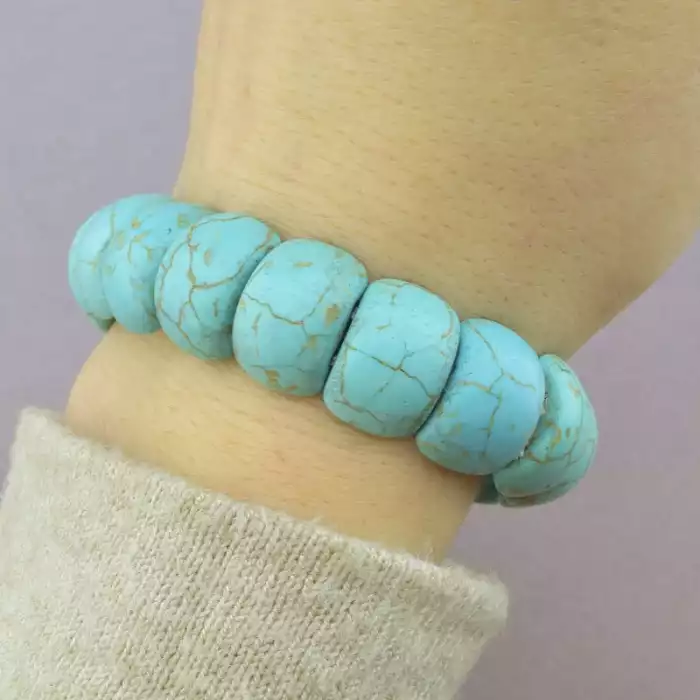 🏷️️ Браслет резинка Бірюза 18 см. ss_87751