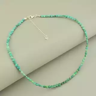 Підвіска Бірюза (38 см, карабін, грань, синій, срібний)