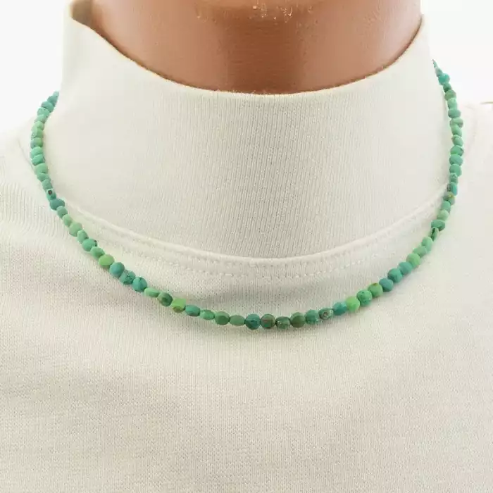 🏷️️ Підвіска Бірюза (38 см, карабін, грань, синій, срібний) ss_104957