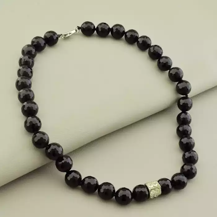 🏷️️ Намисто Агат, Фіаніт 45 см F-106180