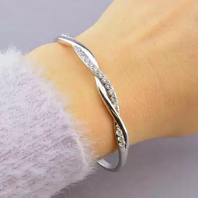 🏷️️ Браслет шарнірний Xuping Фіаніт 17 см. (родій) F-92077