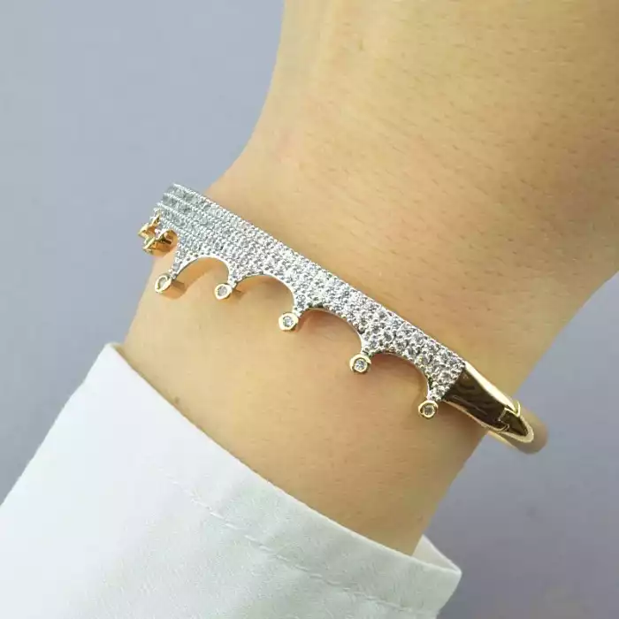 🏷️️ Браслет шарнірний Xuping Фіаніт 17 см (позолота/родій) ss_74232