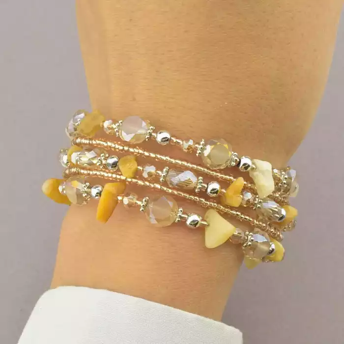 🏷️️ Браслет без застібки Яшма, Чеський кришталь 90 см ss_75931