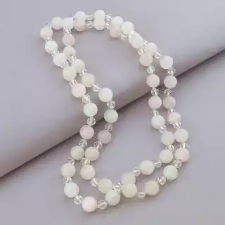 Намисто Рожевий кварц, Чеський кришталь 90 см