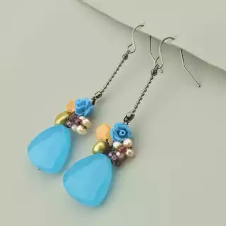 Сережки петельки Hand Made Агат