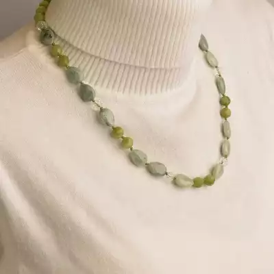 🏷️️ Намисто Жадеїт срібло (925 проба) 49 см. F-94566