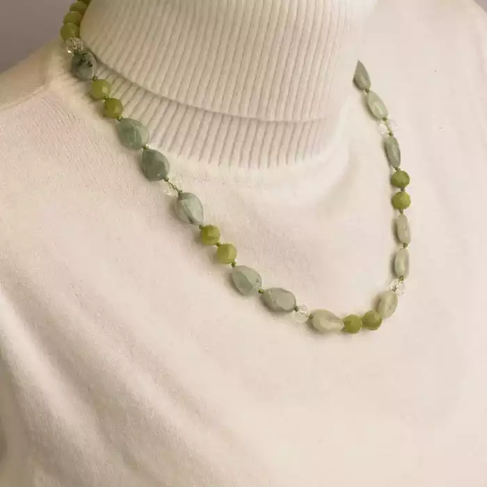 🏷️️ Намисто Жадеїт срібло (925 проба) 49 см. ss_94566