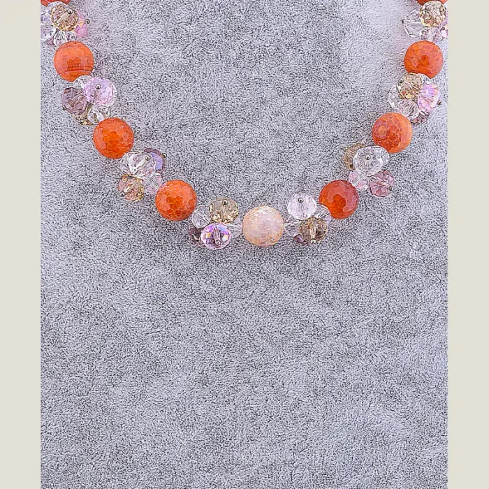 🏷️️ Намисто Агат, Чеський кришталь 50 см ss_67359